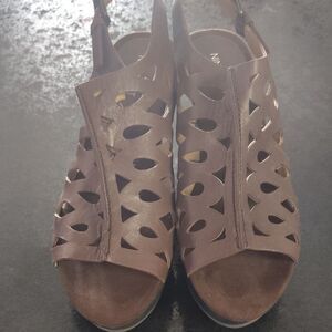 Nine West Brown Gladiator Sandals with Cut-Out Design